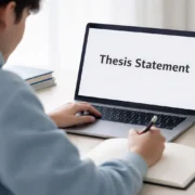 Student writing a thesis statement using a free online thesis generator