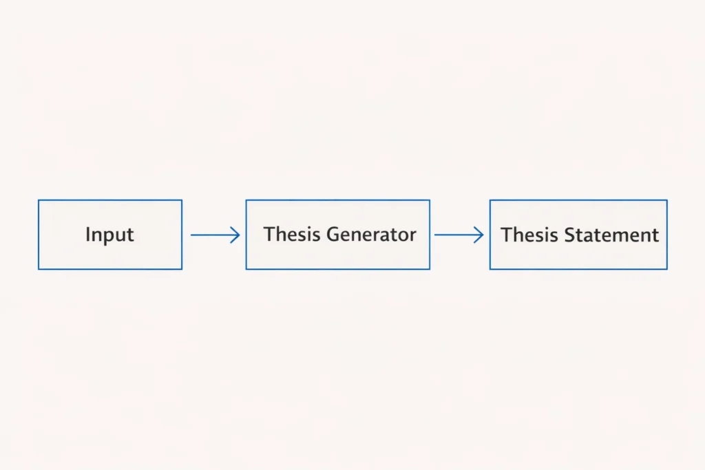Simple diagram showing how a thesis statement generator creates a thesis
