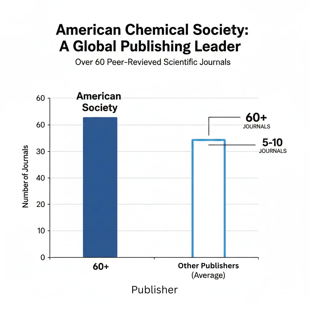 Chart showing that the American Chemical Society publishes over 60 peer-reviewed journals worldwide